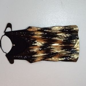 Reba Black & Gold Sequin Tank